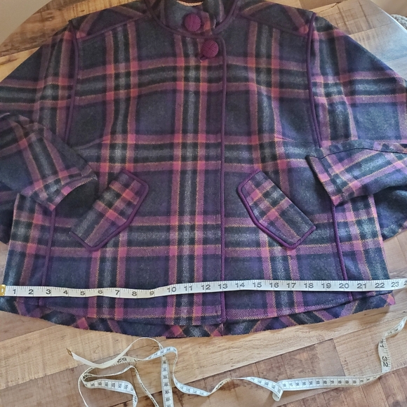 The Limited purple plaid wool blend cape jacket coat Academia Sherlock SZ small - Picture 13 of 14